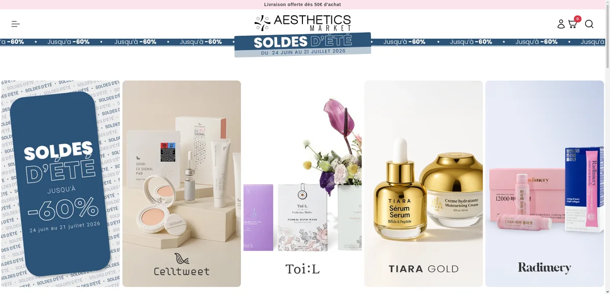 Aperçu du site réalisé pour Aesthetics Market