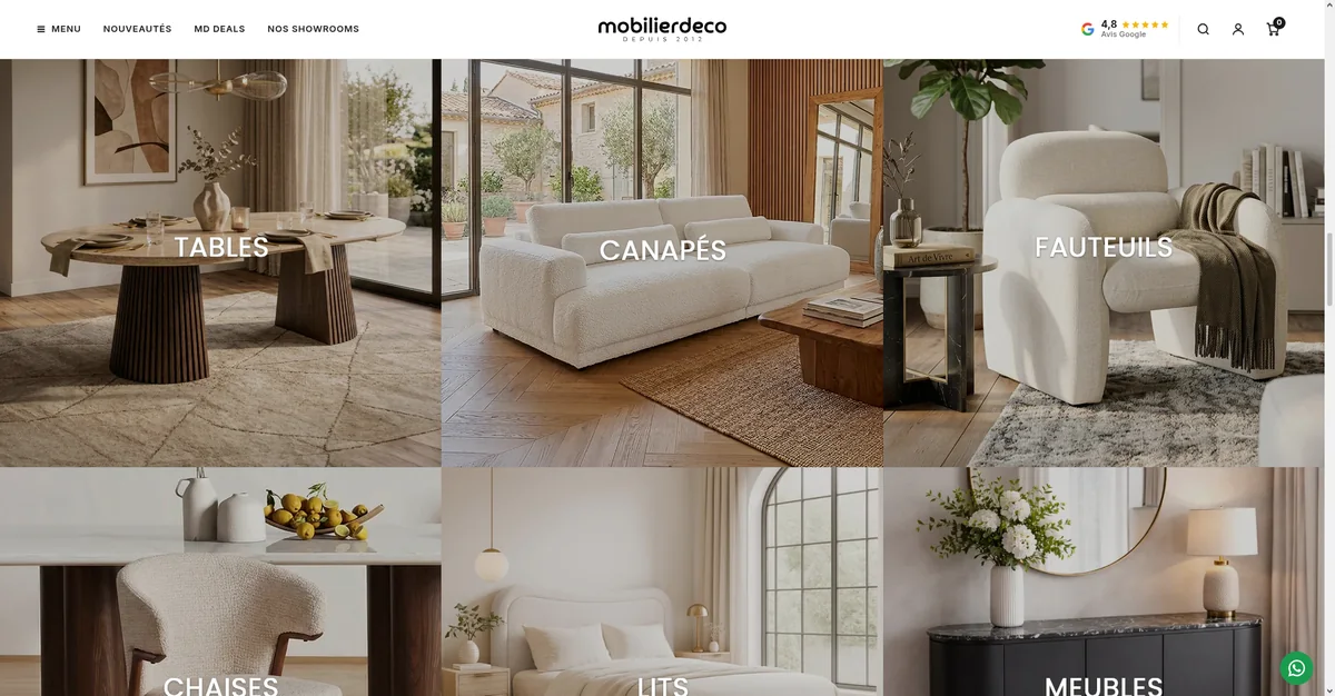 Aperçu du site réalisé pour Mobilier Déco