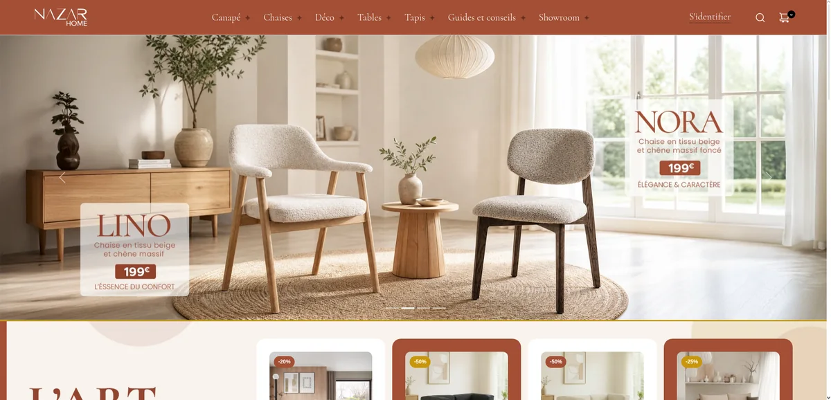 Aperçu du site réalisé pour Nazar Home